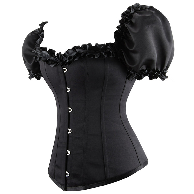 Corsé Sexy gótico para mujer, Top, corsés y corpiño, lencería con manga larga, disfraz de Burlesque, talla grande renacentista