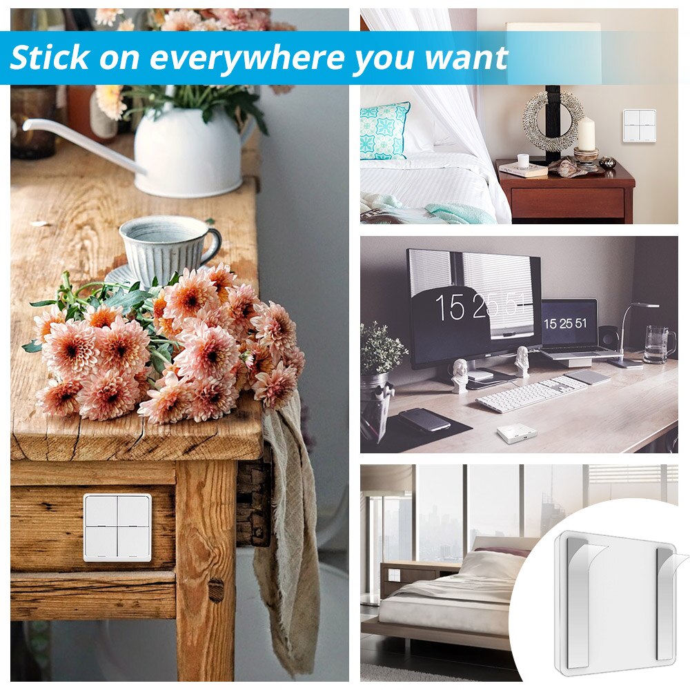 Zemismart 4 Gang Tuya Zigbee 3.0 Wireless Switch Battery Power Sticker Smart Life Scene Control Home Devices SmartThings