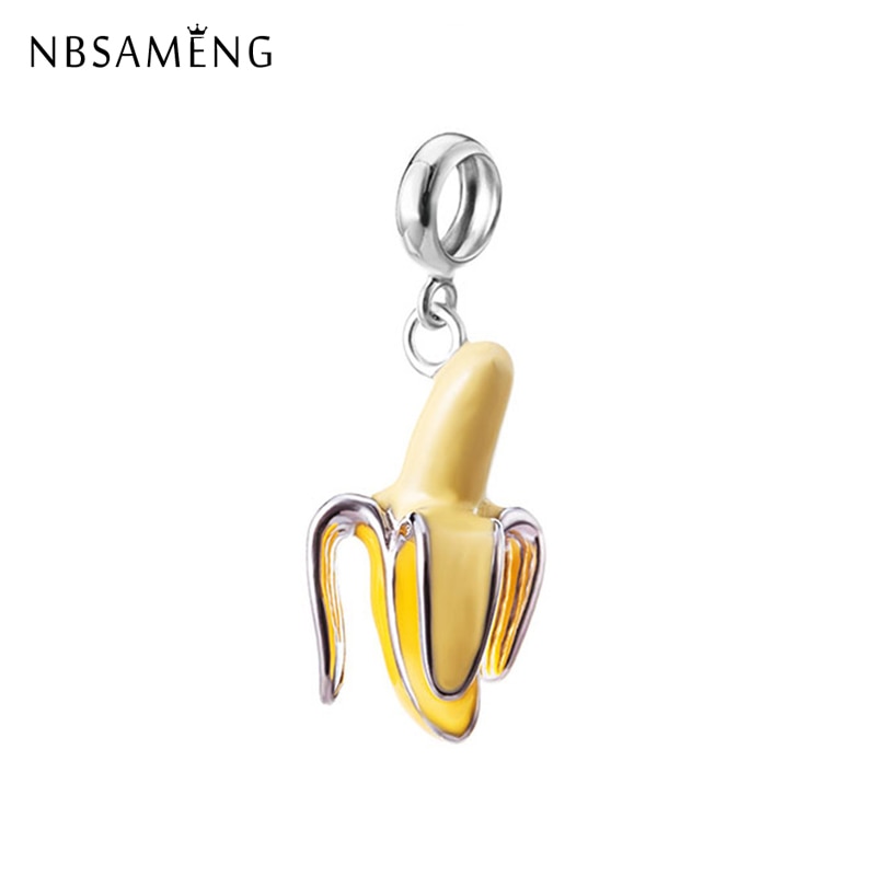 100% 925 Sterling Silver Bead Charm Gepelde Banaan Fruit Hanger Bedels Kralen Fit Armband Ketting Diy Vrouwen Sieraden