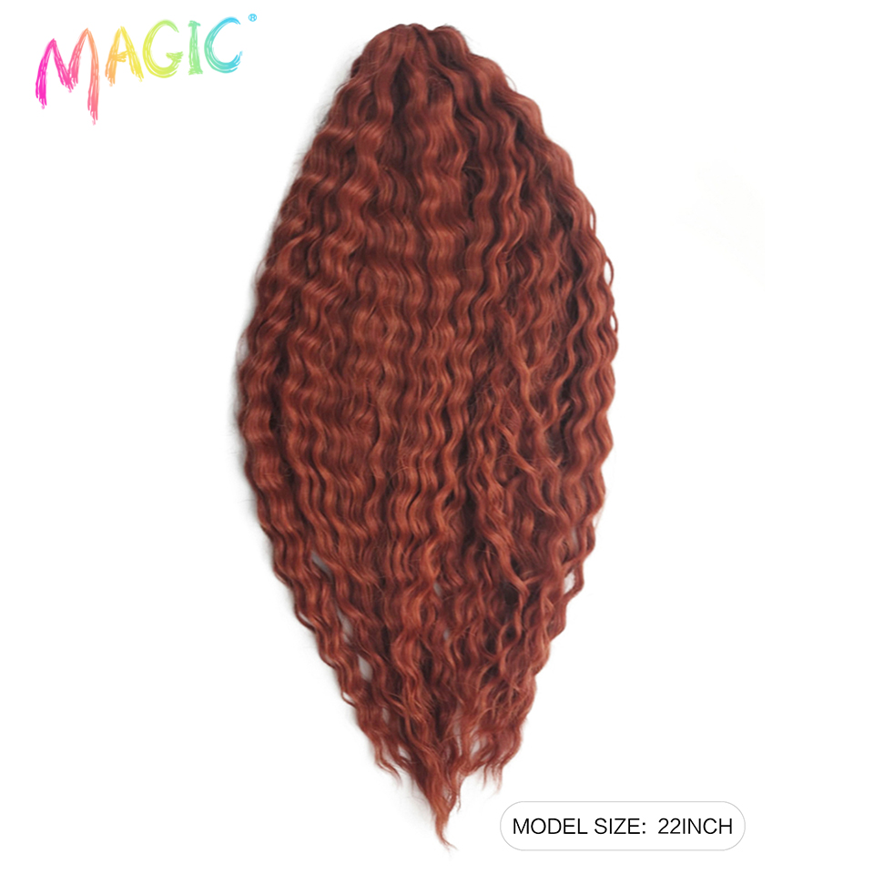 Magic Crochet Hair Soft Water Wave Dreadlocks Afro Curls Braid Hair 22" Ombre Blonde Red Kanekalon Hair Extensions For Women