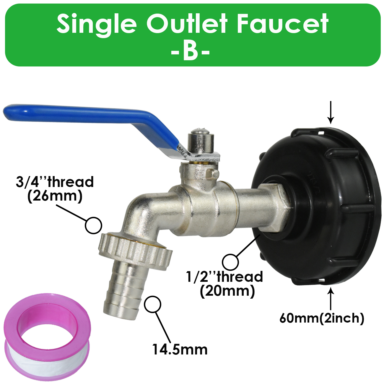 IBC Brass Tap Adapter Replacement S60 Water Tank 1/2'' Coupling Connecter Coarse Thread Garden Home Repair Valve Fitting Faucet: Red