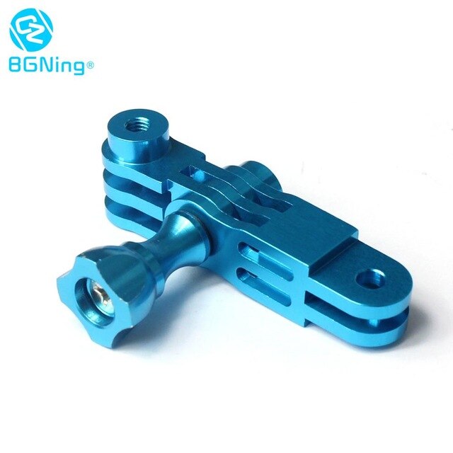 Adattatore per montaggio su braccio a tre vie in alluminio CNC per GOPRO Hero10 9 8 7 6 1 2 3 + 4 5 Session /Yi /SJcam /EKEN /Sony Action cam: Blue No logo