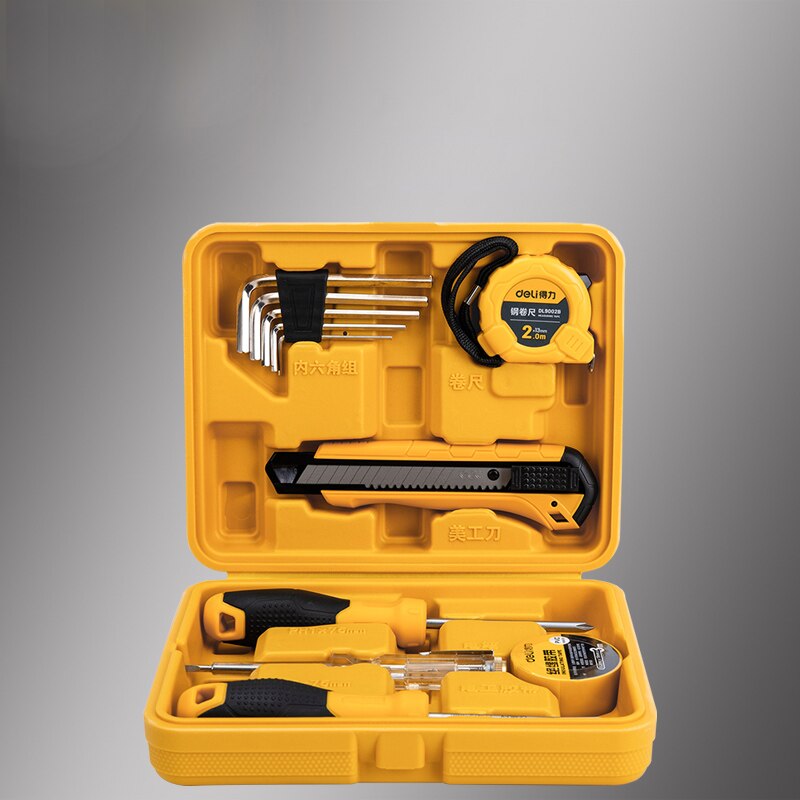 deli 11Pcs Hand Tool Set Car Auto Repair Automotive Mechanics Tool Home Garage Wrench Utility Knife Insulating Tape Screwdriver