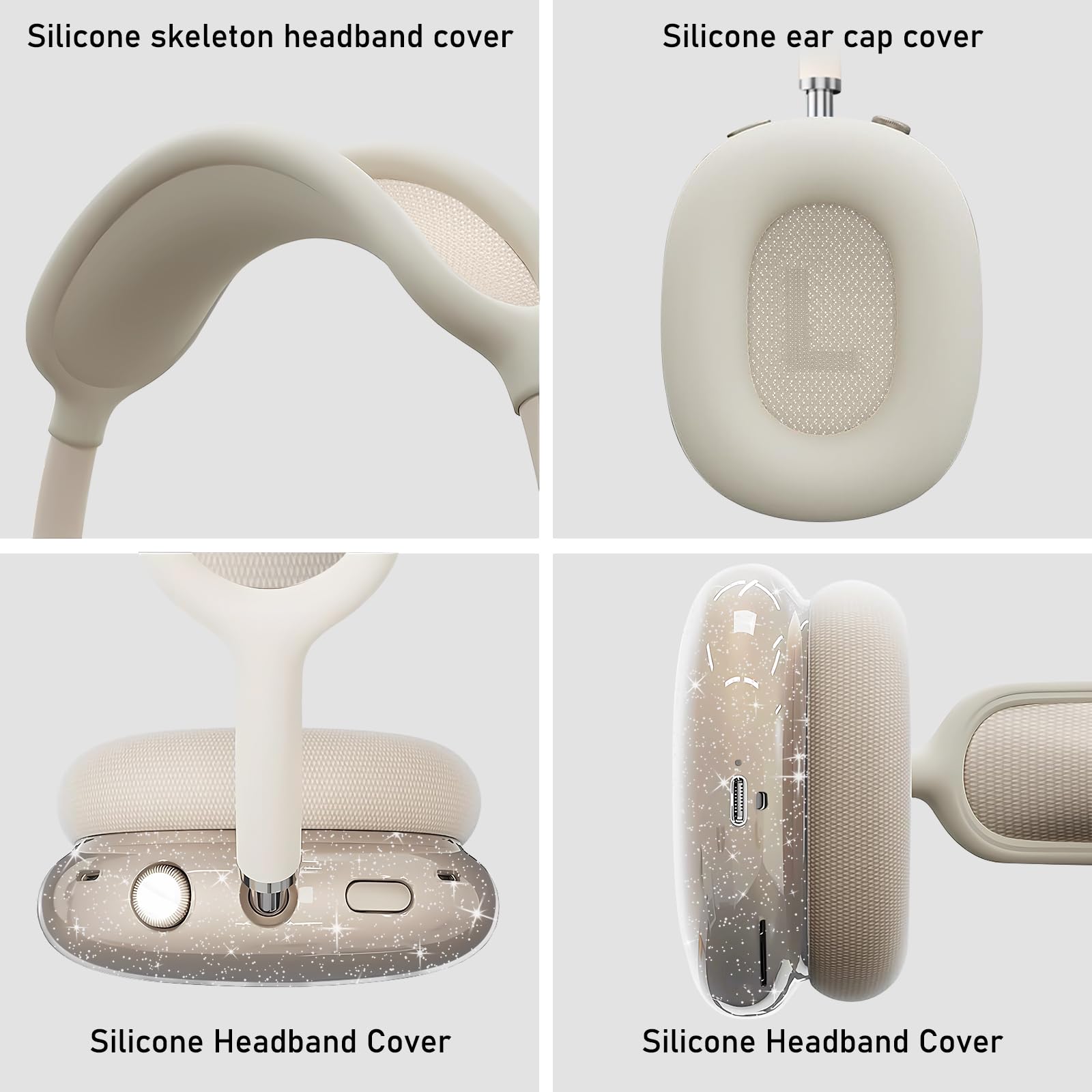 Star Glitter Skyddsfodral för AirPods Max - USB C Hörlurar Tillbehör - Silikon