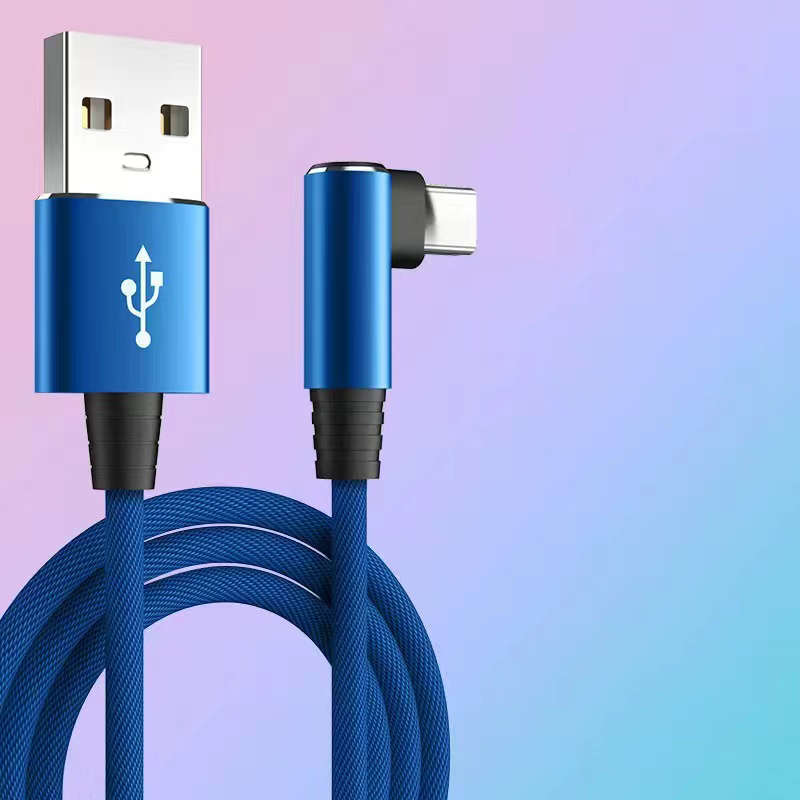 90 degrés coude 40W USB vers type C câble de charge rapide pour xiaomi 14 13 12 redmi K70 60 50 Huawei P70 60 pro mate 60 50 pro oneplus 12 vivo iqoo Meizu USB type C câble de charge rapide: Bleu / 1m