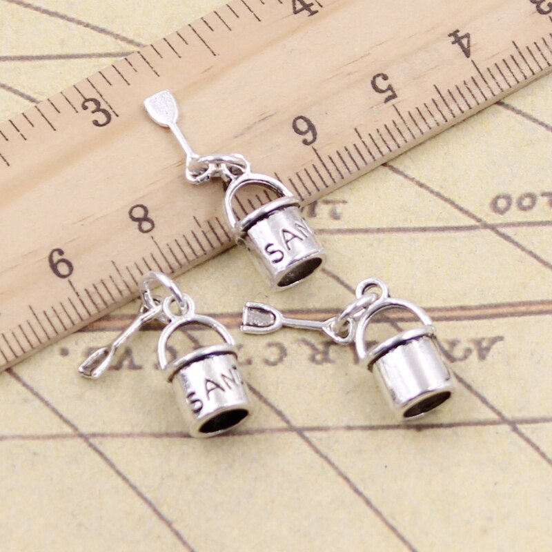 10pcs Charms Shover And Pail Beach Sand 15x8mm Tibetan Silver Color Pendants Antique Jewelry Making DIY Handmade Craft