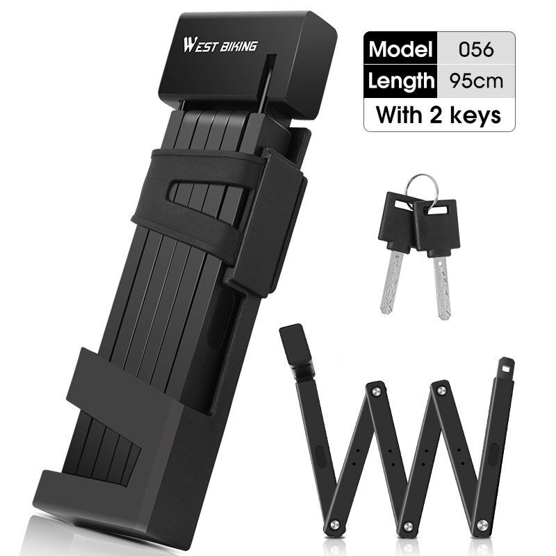 WEST BIKING Bicycle Password Lock Strongest Anti Theft Heavy Duty Lock MTB Road Bike Motorcycle Foldable Bike Lock: 0.95M Key Lock