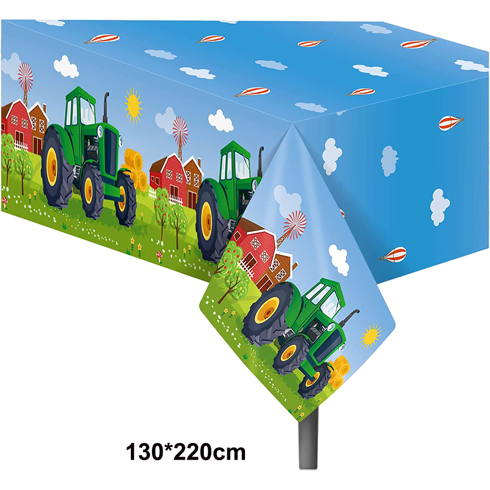 Cartoon Green Farm Tractor Disposable Tableware Plate Paper Cup Napkins Kids Boys Farm Theme Birthday Party Decor Supplies: Light Grey