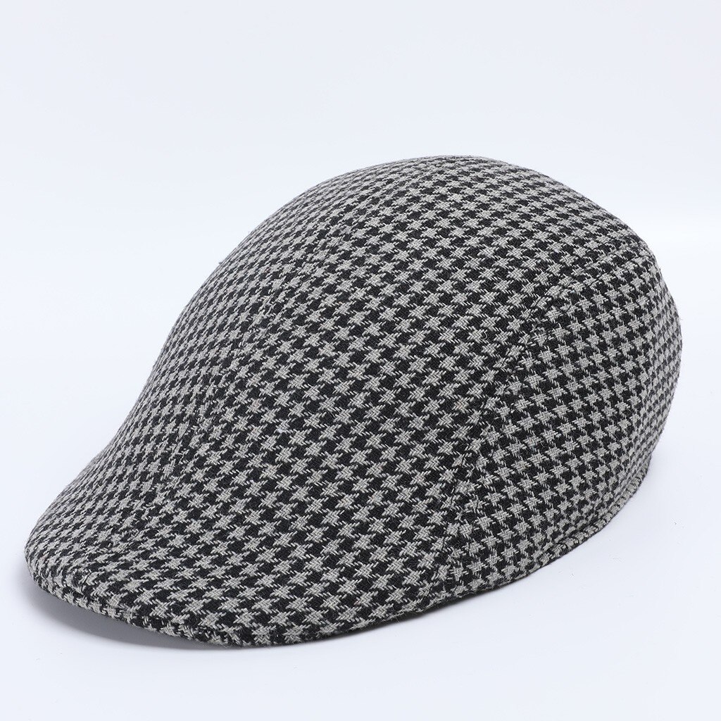 Mannen Vrouwen Soft Houndstooth Retro Hoeden Casul Ademend Winter Warm Comfort Baret # p2