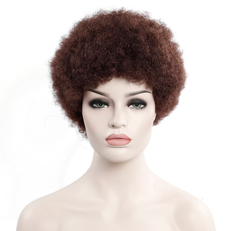 Afro Wig Mens Curly Hair Brown Synthetic Retro Wigs For Women Fluffy Wigs For Women Black Hair: #30