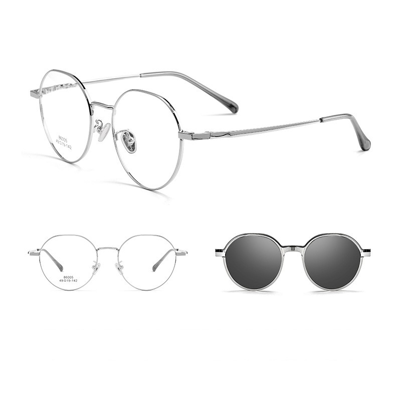 YIMARUILI, gafas con Clip polarizador a la , montura de gafas graduadas ópticas multifuncionales redondas Retro UV para hombres y mujeres: Blanco