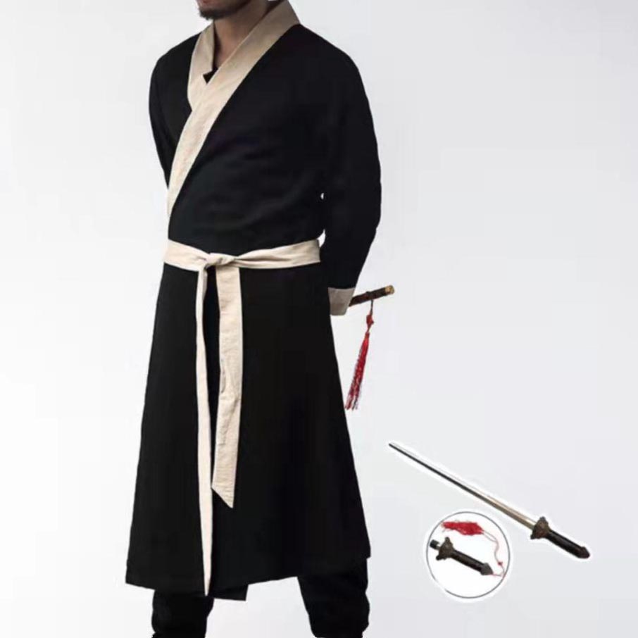 Fantasy Homem Old Tiongkok Ninja Japan with/Without Accessor Size Plus Costume Cosplay Halloween Man: XXL / black