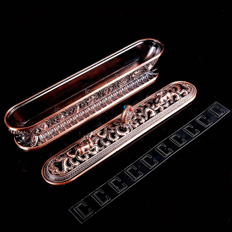 Copper Tibet Incense Burner Antique Handmade Incense Stick Holder Zen Buddhist Teahouse Home Office Decoration Crafts Ornaments