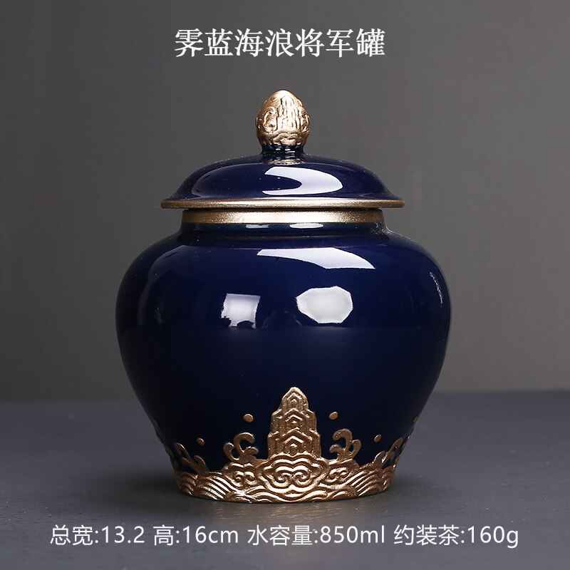 Chinese-style Ceramic Large Tea Cans Sealed Cans Enamel Retro Generals Cans Dried Fruit Snack Storage Cans Home Decoration