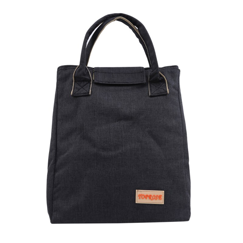 Waterdichte Canvas Lunch Tassen Voor Vrouwen Kids Mannen Cooler Lunchbox Tas Tote Draagbare Isolatie Pakket Voedsel: Dark Gray