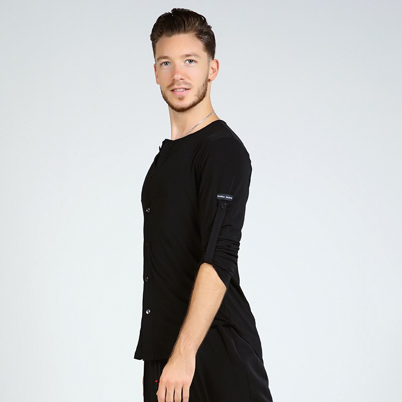 Tops de baile Latino con botones Ropa de baile para hombre traje de baile estándar nacional Samba largo para baile camisa de manga S-XL DL5221