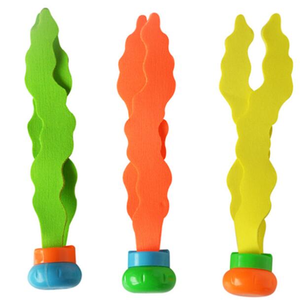 Underwater Swim Pool Diving Toys Summer Swimming Dive Toy Sets Water Rings,Sticks,Octopus,Torpedo Bandits,Fish & Balls: 3PCS Seaweed