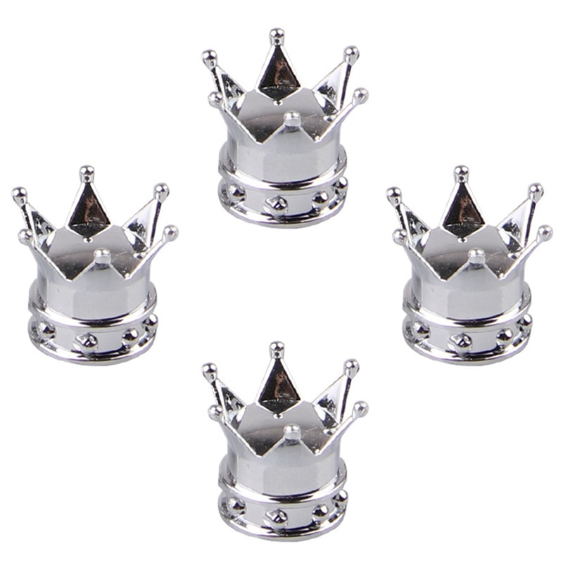 Crown Modified Tire Valve Cap Chrome Crown Car Tire Air Valve Stem Screw Caps Cover Wheel Rims Car Interior Accessories