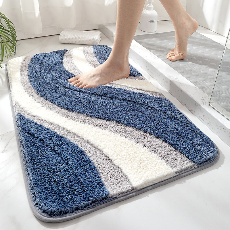 Quick Dry Absorbent Bath Rug Non Slip Soft Cloud Comfort Anti Shedding TPR Backing Lock Fiber Tech No Lint Fluffy Bathroom Mat