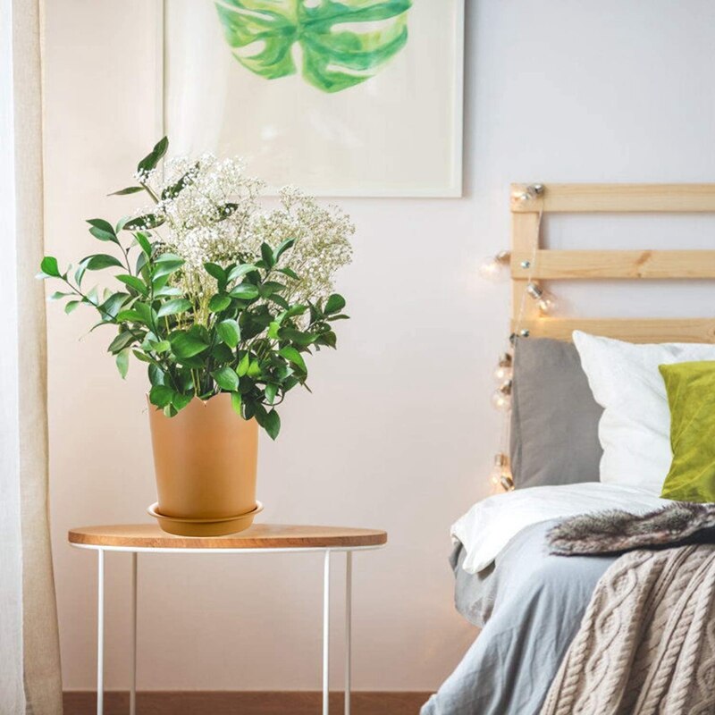 Beau-plant pot 5.5 inch 5- pack plastic bloempot met drainagegat en schaal, diepe plantenbak voor moderne decoratie