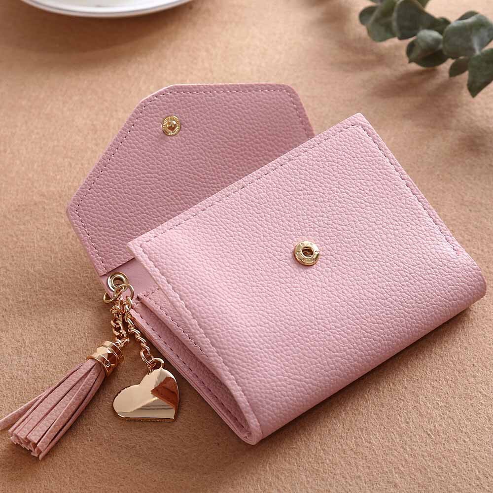 Preis Frauen Einfache Kurze Brieftasche Quaste Geldbörse Karte Halfter Multi-karte Position Weibliche Brieftasche Portefeuille Femme