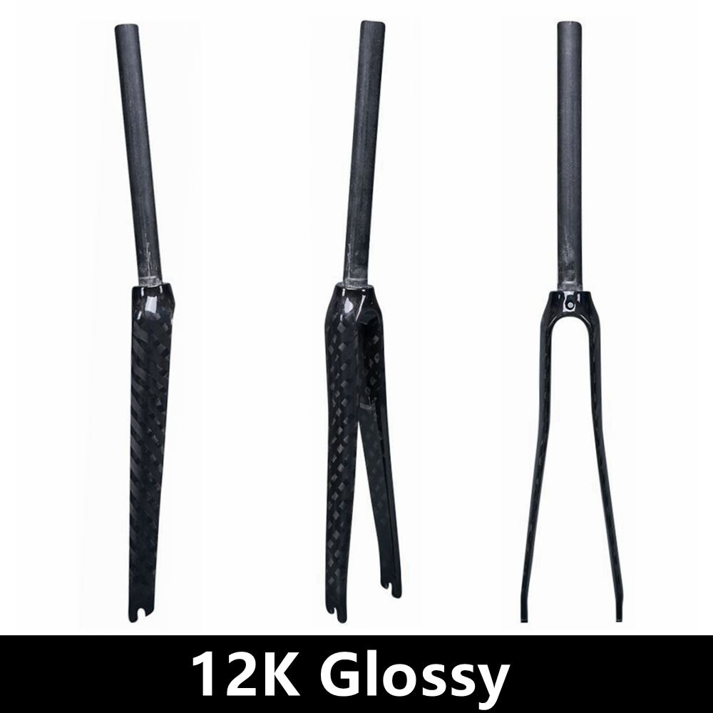 Gloss or Matt 3K UD 12K Carbon Fiber Bicycle Road Bike Fork Cycling Parts 700C Straight 1-1/8" 28.6mm: 12K Glossy
