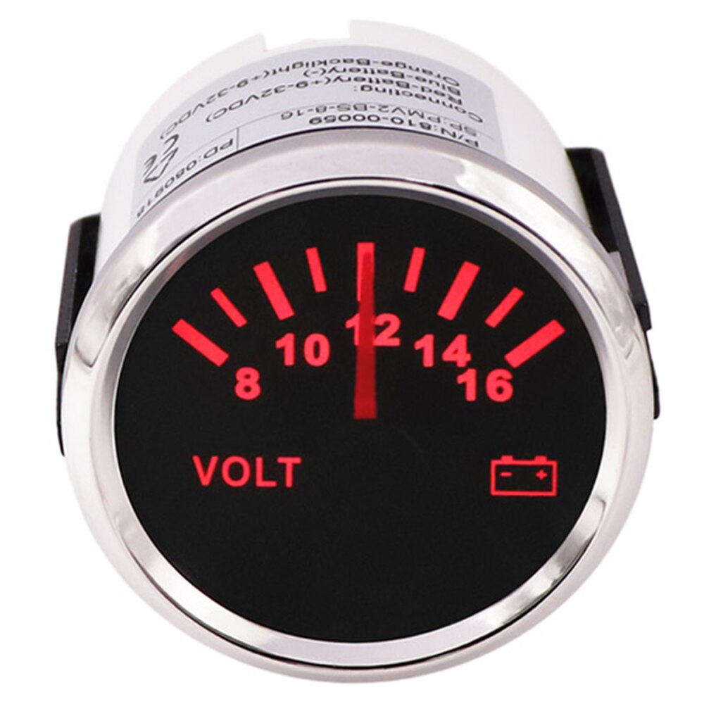 52 mm Marine Auto Voltmeter 8-16 V 18-32 V Waterproof Gauge For Motorcycle Car Boat Automobile With Red Backlight 12V 24V