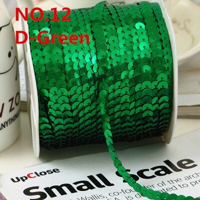 100 Yards 6mm Platte Ronde Pailletten Lint Naaien onTrim, Spangle Pailetten Strings in Roll Voor Ambachten, Vrouwen Doek Accessoires: Dark Green