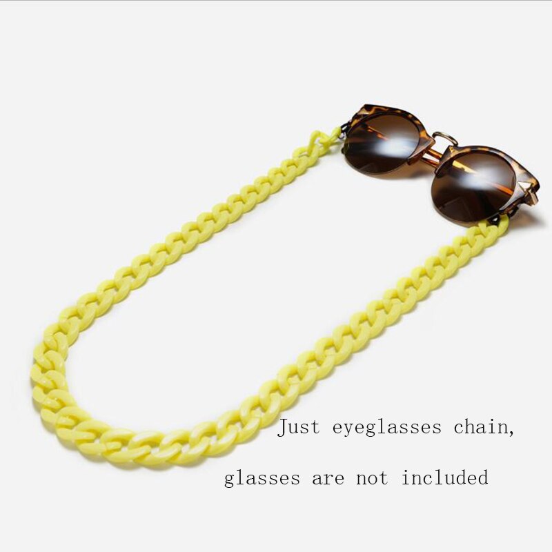 Leopard Acrylic Sunglasses Chain Women Reading Glasses Hanging Neck Chain Largand Glasses Chain Eyeglasses Strap: Yellow