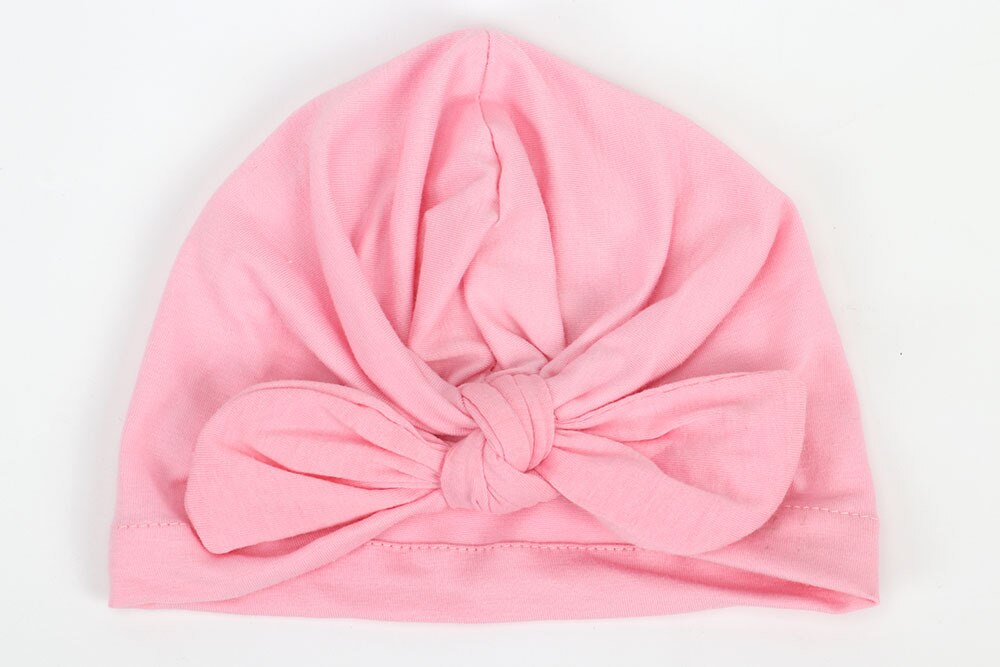 1 pièces Bebe filles garçons doux arcs Turban lapin oreille noeud casquette bonnet chapeau musulman inde chapeau bohème bowknot turbans Cap: dark pink