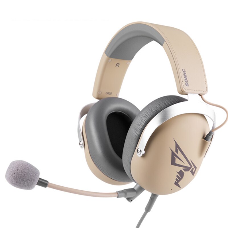 SOMiC G805 Esports Gaming Headphone Stereo Virtual 7.1 Surround Sound Wired 3.5mm USB Headset With Mic for Computer Profession: brown