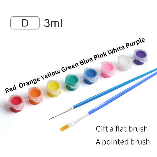 6 farver / sæt krylic maling børn pædagogisk legetøj tegning værktøjssæt maleri med vægmaleri barn kunst diy legetøj børste: 3ml d