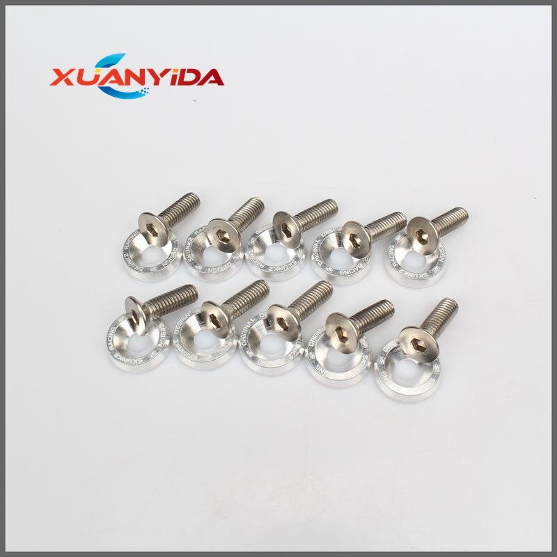 Xuanyida Racing 10PC M6 CNC Billet Aluminum Fender Bumper Washer Bolt Engine Bay Dress Up Kit : Ivory