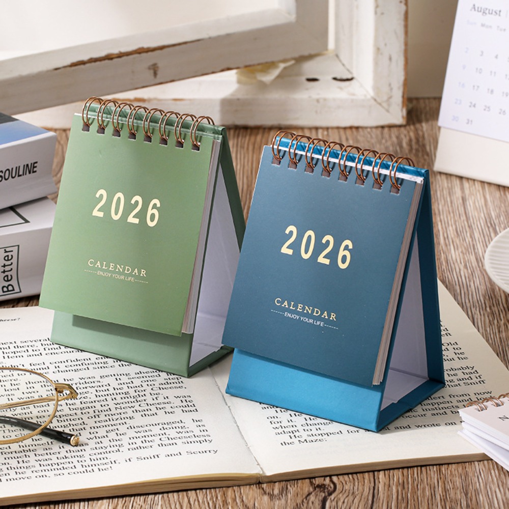Simple Style English Mini Desk Calendar Desktop Display Portable Calendar Desktop Decoration Handmade Diary Desk Calendar