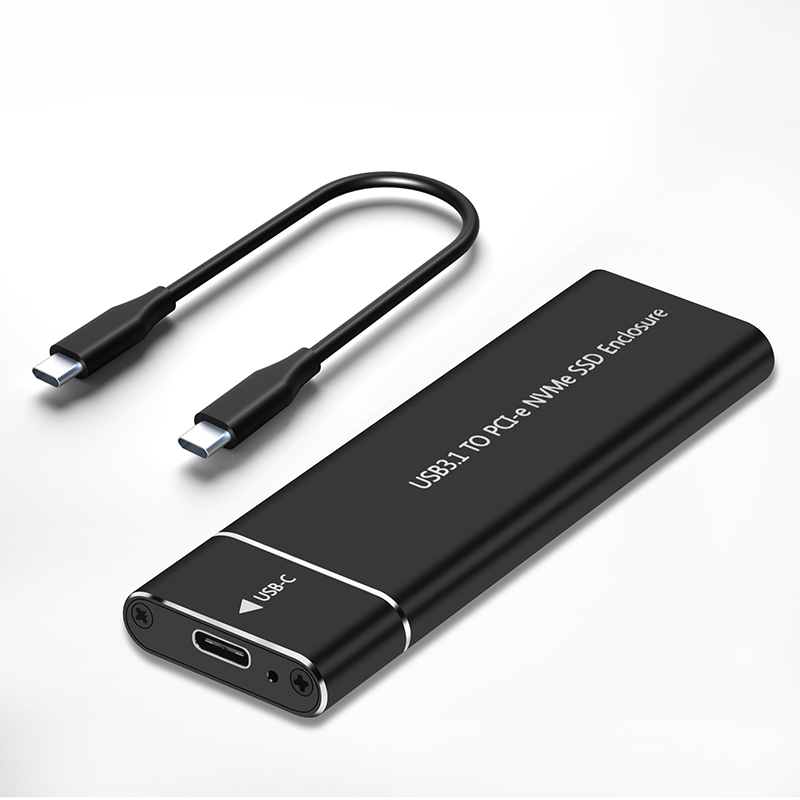M.2 NVMe SSD Enclosure Adapter Aluminum Case USB C 3.1 Gen2 10Gbps to NVMe PCIe External Box for 2230/2242/2260/2280 M2 NVMe SSD: grey