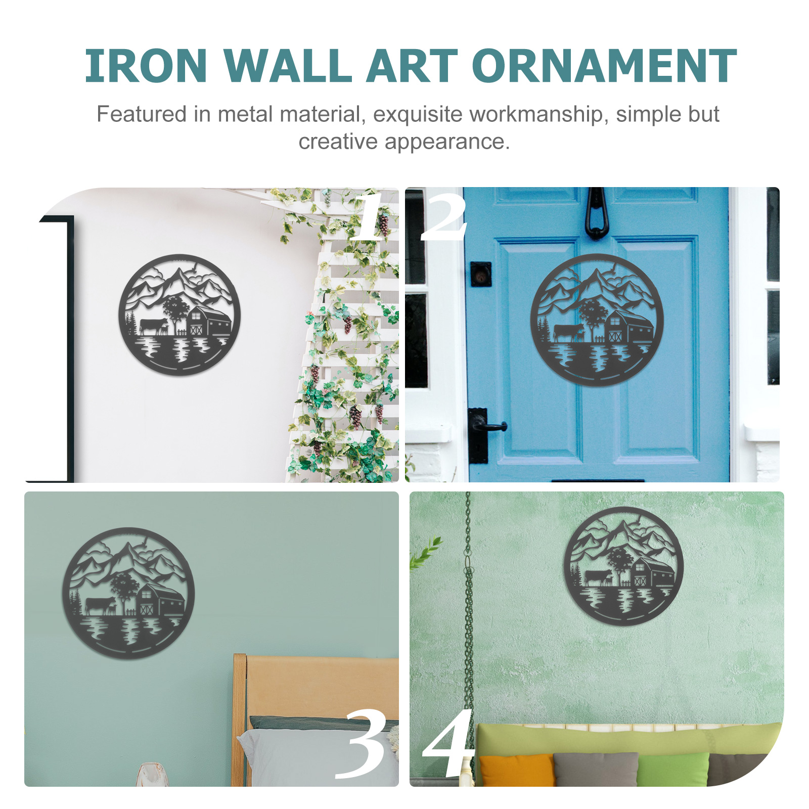 Iron Art Wall Decor Metal Art Sculpture Hanging Decor Circular Wall Ornament
