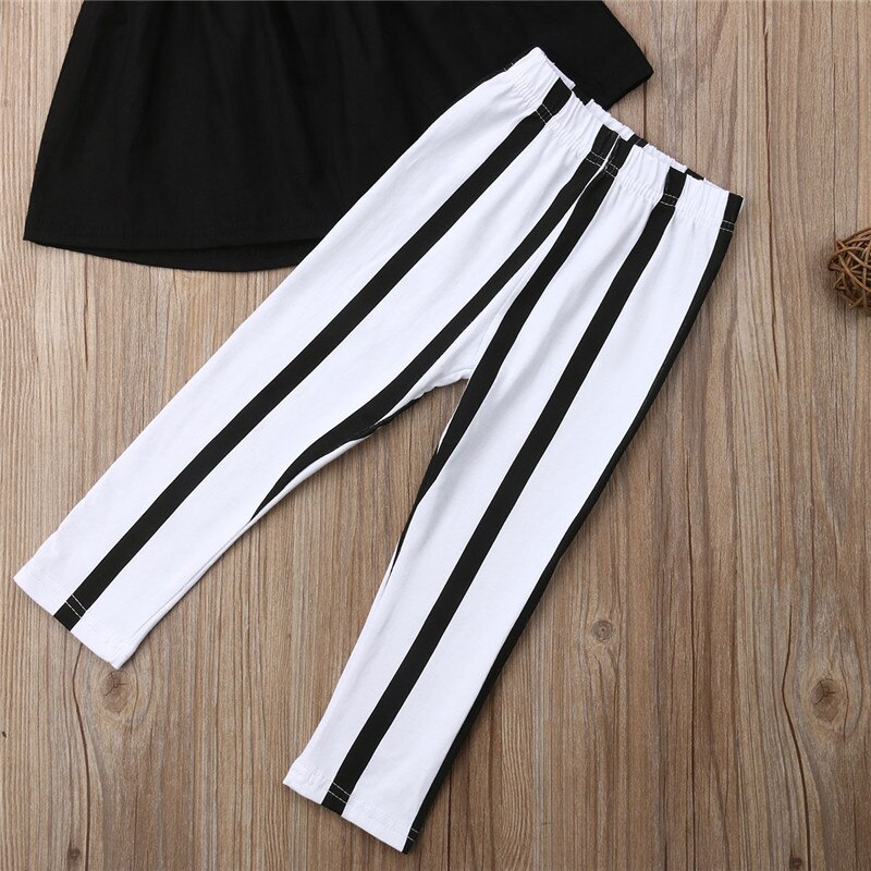 1-6Y Leuke Meisjes Zomer Kleding Kid Strap Tops + Gestreepte Broek Leggings 2 stuks Outfits Kids Kleding peuter meisje kleding