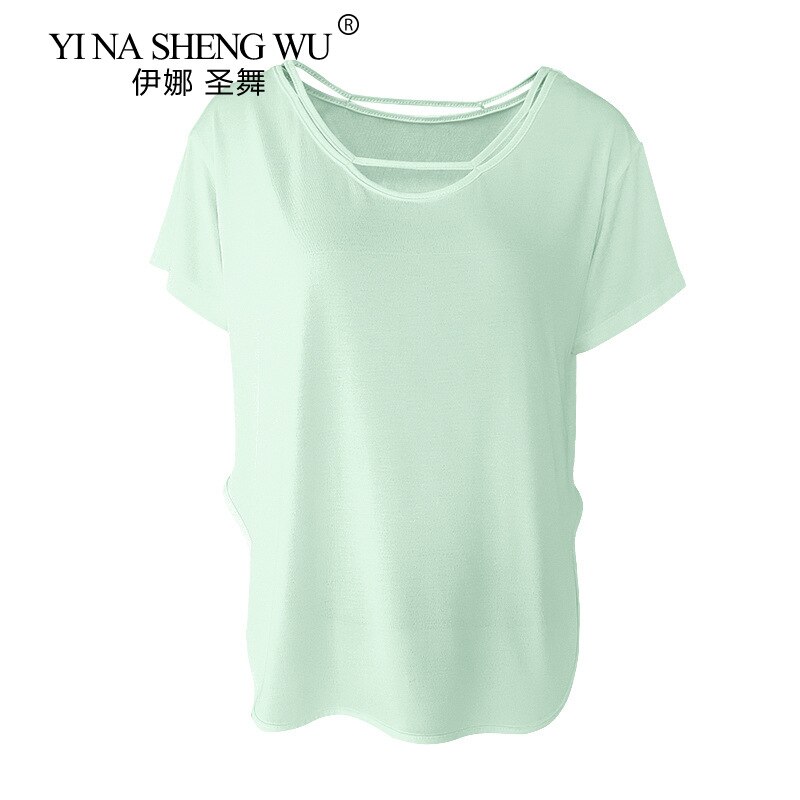 Zomer Yoga Kleding Blouse Losse En Dunne Korte Mouwen Sport T-shirt Dunne Gedeelte Ademend Grote Size Yoga Fitness Kleding: Green / L