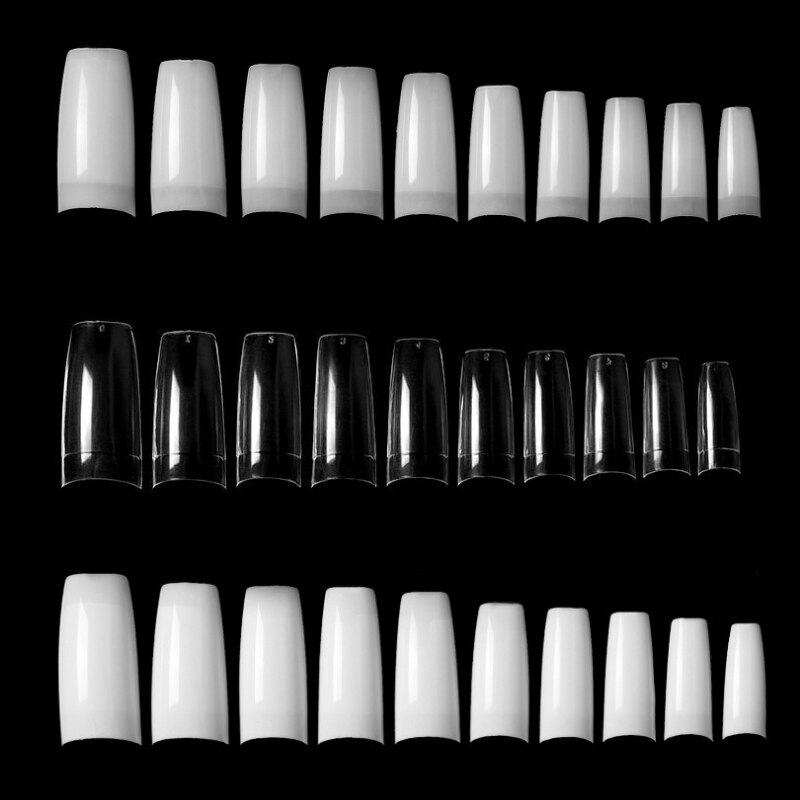 100 stk kunstige neglespidser akryl gennemsigtige hvide naturkapsler franske falske negle manicure gør-det-selv dekorationsværktøjer