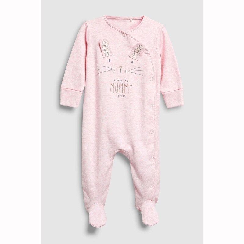 Pyjama de nuit pour bébé, vêtements d'automne pour bébés, mignon ours, pieds pour bébés, papa maman, grandit, en coton doux: Rose / Nouveau-né
