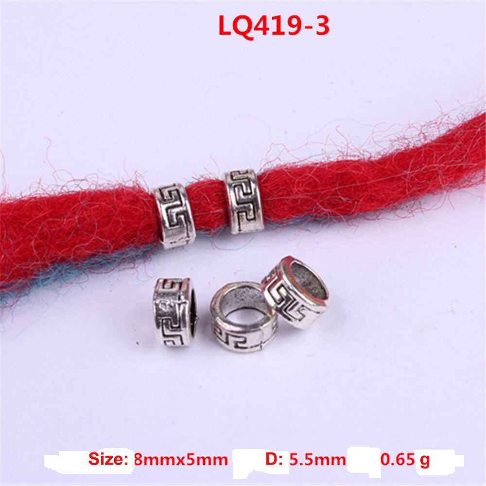10Stck retro Silber Metall Haar flechten Furcht Dreadlock Bart Perlen Ringe Rohr ca 6mm Innen See Schmuck 15 stil: LQ419-3