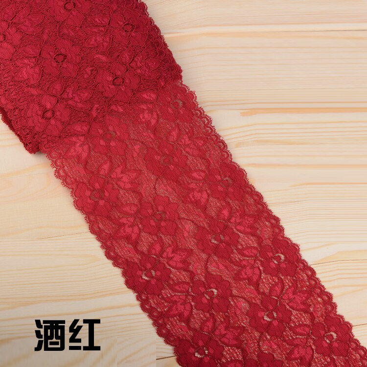 Elastic Lace Ribbon Tape 16cm Lace Trim Fabric Embroidered White Lace Trimmings DIY Crafts Sewing Material Garment Accessories: Wine Red