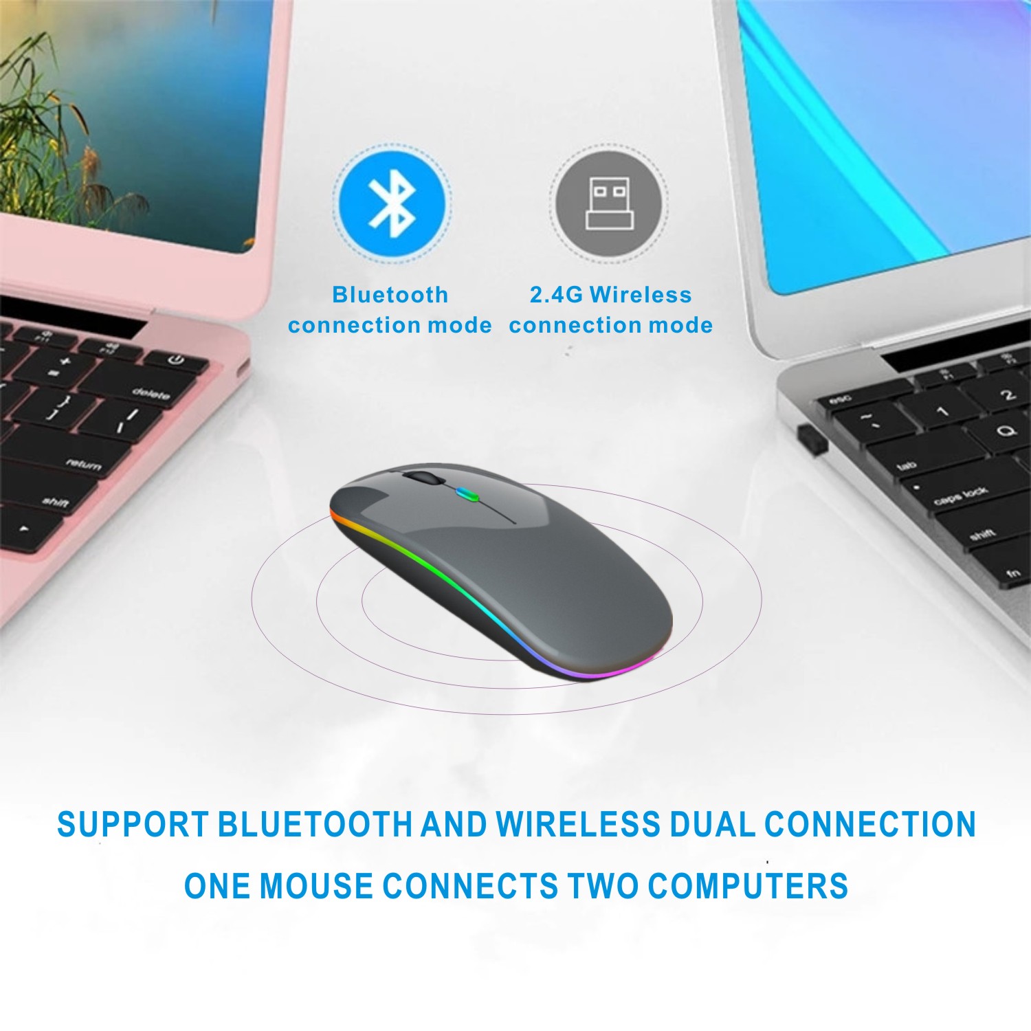 silent Wireless Mouse Bluetooth Rechargeable Ergonomic Mause USB RGB Magic Computer Wireless Mouse For Macbook Laptop PC iPad