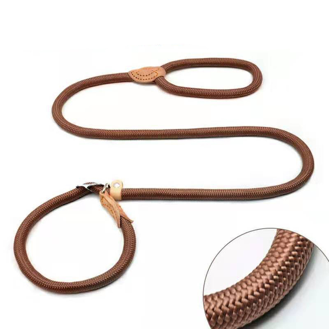 Laisse en Nylon pour chien 8/14mm, corde tressée, robuste, réglable, accessoire d'entraînement pour animaux de compagnie, pour petits et grands chiots: XS / Chocolat