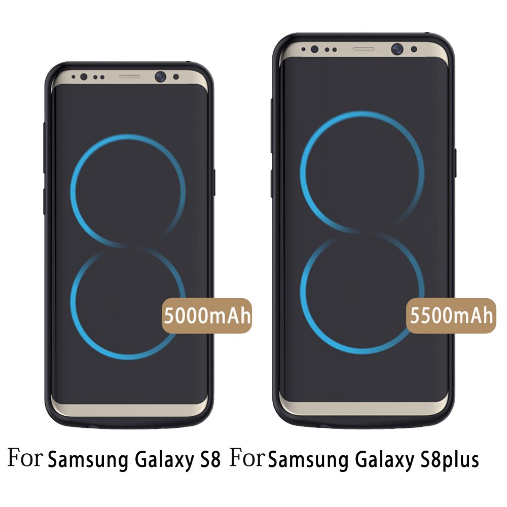 5500ma/5000 mah s8 caixa de bateria para samsung galaxy s8 caso carregador de bateria banco de potência carregador externo para samsung galaxy s8 plus