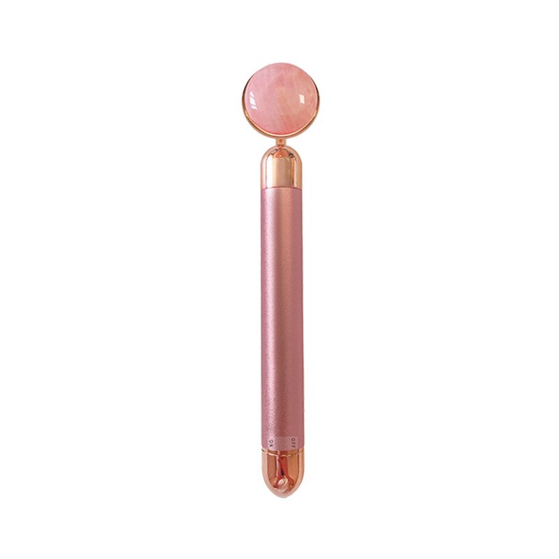 Goud Schoonheid Bar Trillingen Facial Roller Elektrische Stimulator Met Jade Hoofd Anti-Rimpel Huidverstrakking Rose Quartz Gezicht Massage