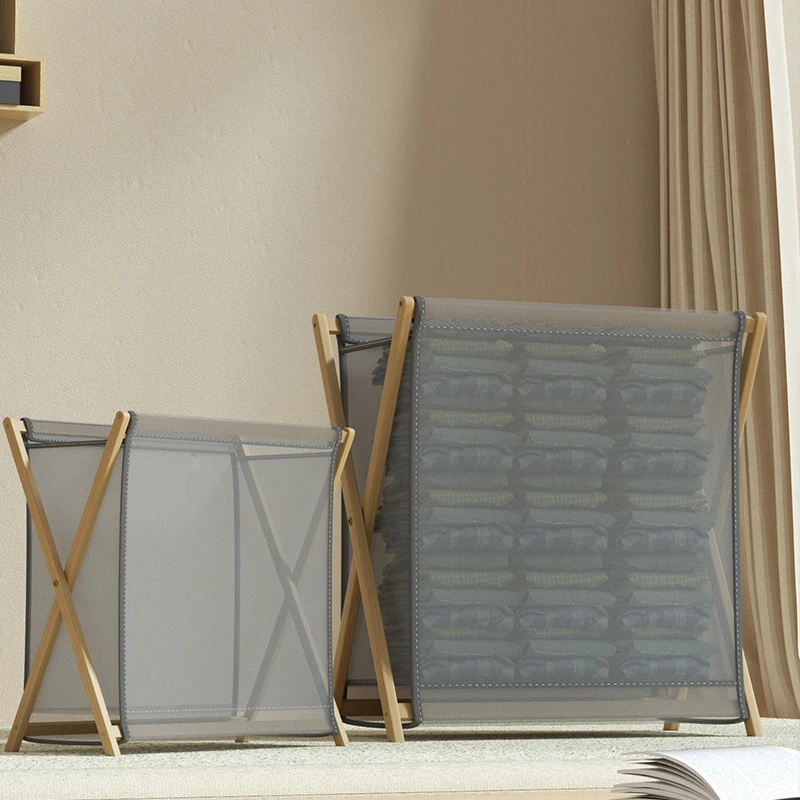 Wasmand voor vuile kleren met grote capaciteit Milieuvriendelijke opvouwbare bamboe wasmand met deksel