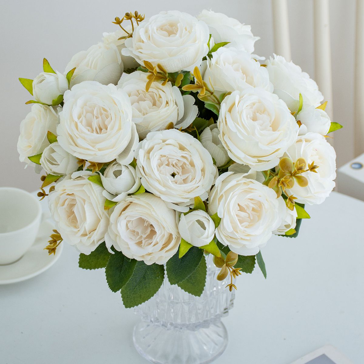 Konstgjord blomma växt pion gör-det-själv jul hem festival fest utomhus trädgård bågdekor bröllop brudbukett