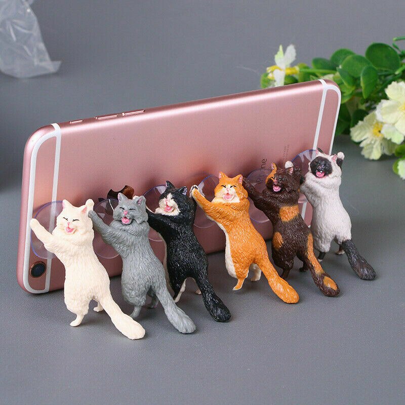 1pcs Cute Cat Cell Phone Holder Tablets Desk Car Stand Mount Sucker Bracket Universal Mobile Phone Bracket For IPhone For IPad