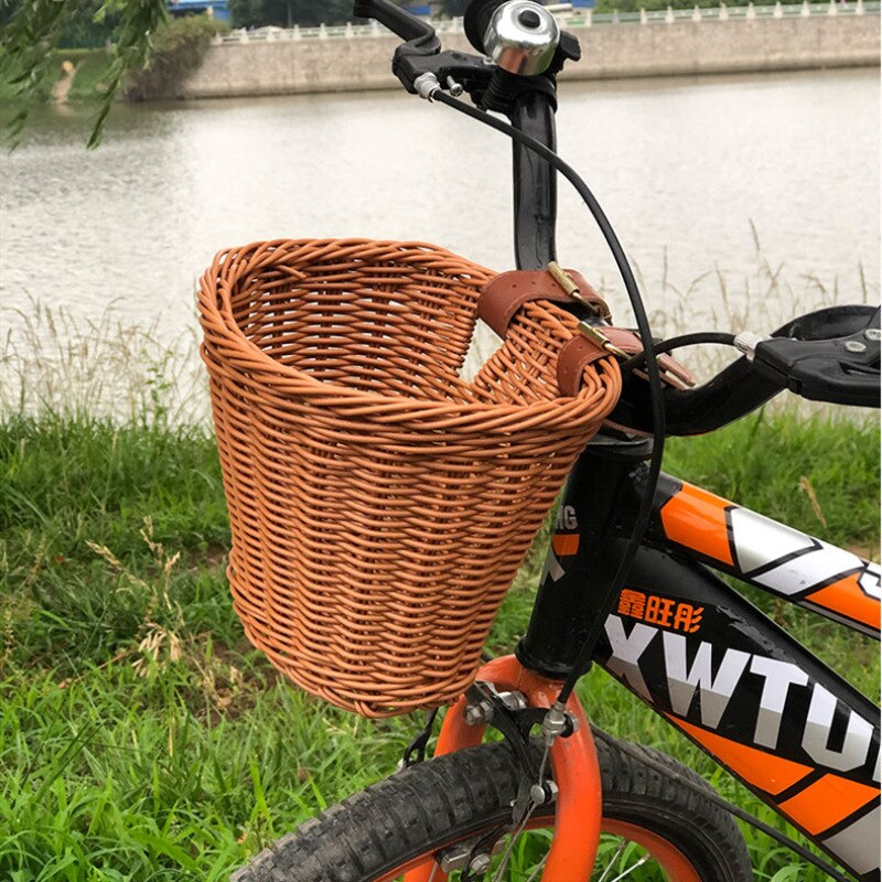 Cestas de almacenamiento frontal para bicicleta, cestas de manillar Vintage para manualidades, lavables, para carrito de niños: Brown